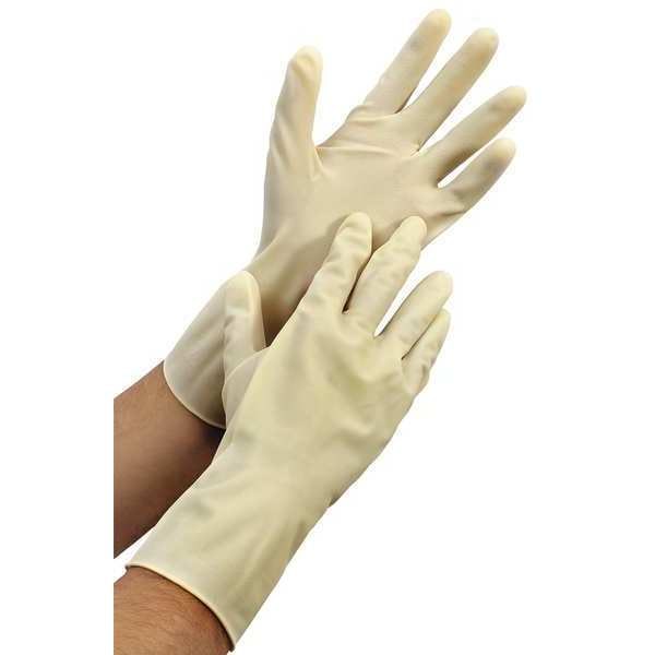 Condor Chemical Resistant Gloves, Natural Rubber Latex / Neoprene, 12 in L, 13.00 mil, Natural, 9, 1 PR - 48UP08