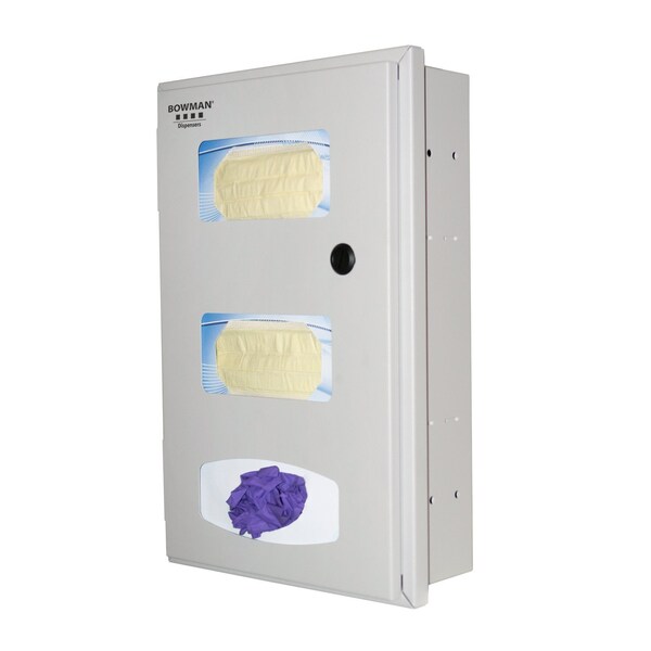 Bowman Dispensers Semi-Recessed Face Mask & Tissue Dispenser - RE302-0012