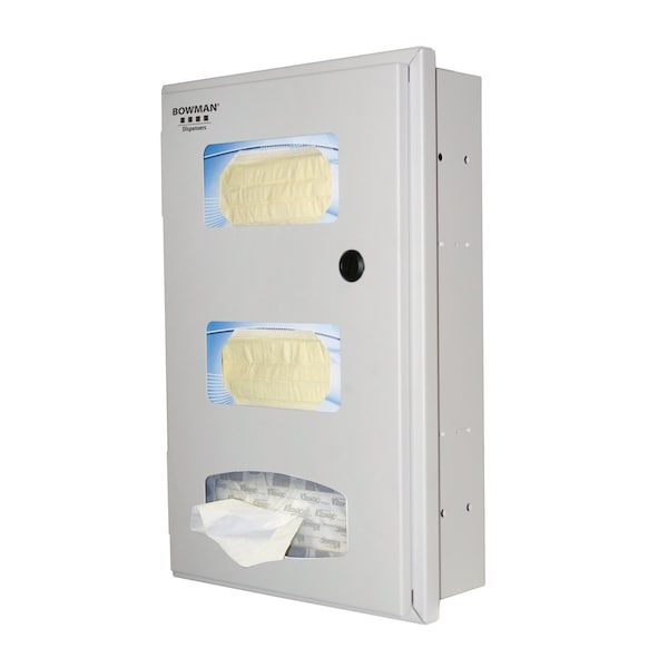Bowman Dispensers Semi-Recessed Face Mask & Tissue Dispenser - RE302-0012
