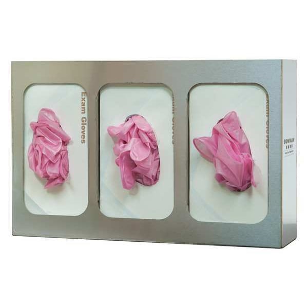Bowman Dispensers Glove Box Dispenser, Stainless Steel, Holds (3) Boxes , Silver , 10 in H x 16 in W x 4 in D - GS-123
