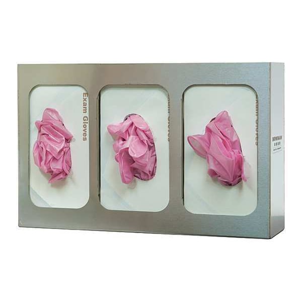 Bowman Dispensers Glove Box Dispenser, Stainless Steel, Holds (3) Boxes , Silver , 10 in H x 16 in W x 4 in D - GS-123