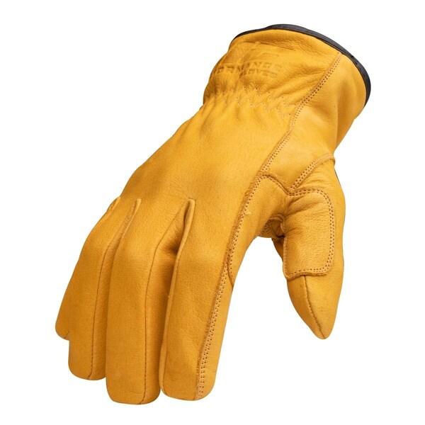 212 Performance Cut Resistant Driver Gloves, Buffalo Leather, Shirred Elastic, Reinforced Thumb, Golden Brown, 2XL - LDC5-90-012