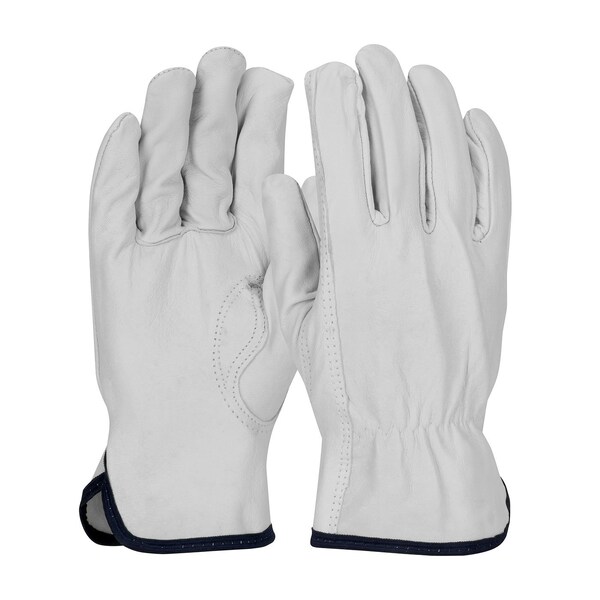 Pip Leather Drivers Gloves, Goatskin, Shirred Slip-On, Keystone Thumb, Gunn Cut, White, XL 12 PK - 71-3601/XL