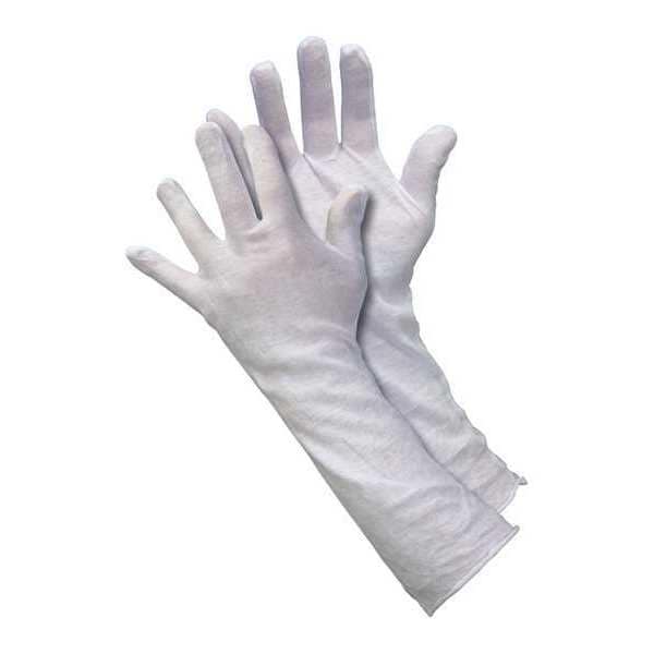 Partners Brand Cotton Inspection Ext. Cuff Gloves, 2.5 oz., Large, White, 12 Pairs/Case - GLV1050L