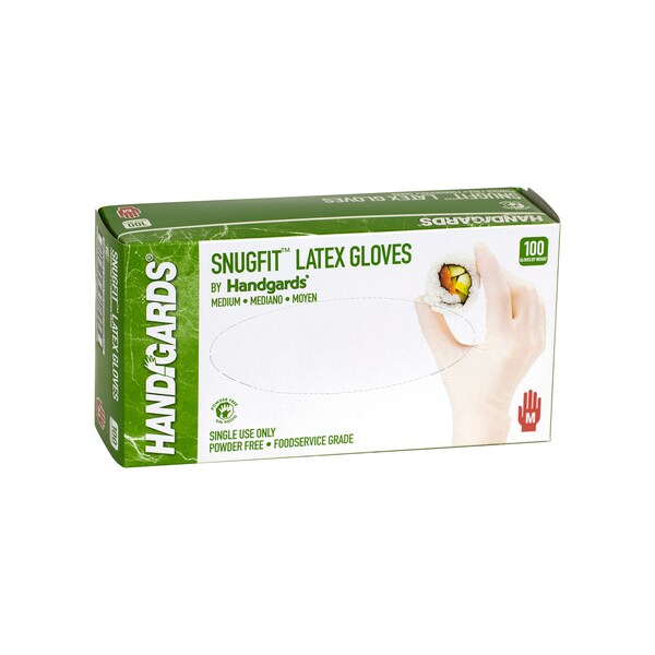 Handgards SnugFit, Disposable Gloves, Latex, Powdered, M, 400 PK, Ivory - 304763022