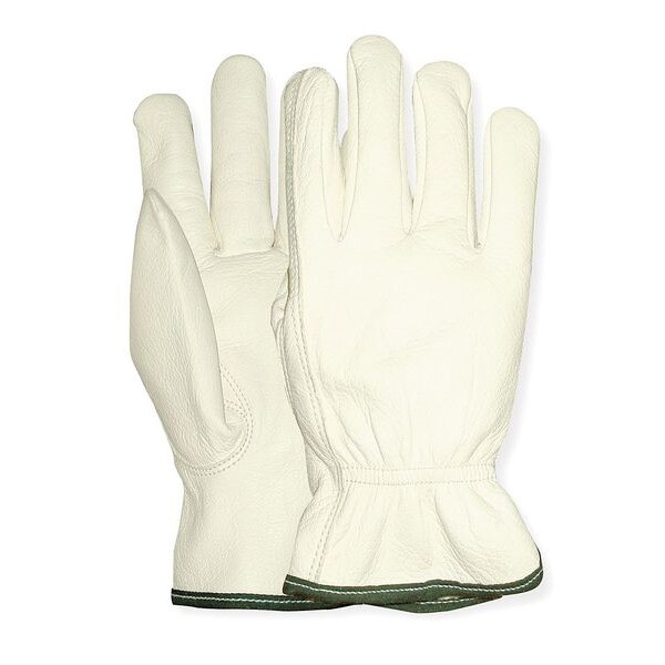 Wells Lamont Leather Drivers Gloves, Shirred, Keystone Thumb, Gunn Cut, White, M 1 PR - Y0769