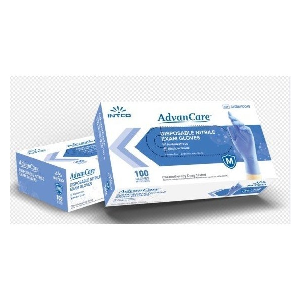 Advanced Care Disposable Gloves, 3.5 mil Palm, Nitrile, Powder-Free, L, 10 PK, Blue - ANBM10016