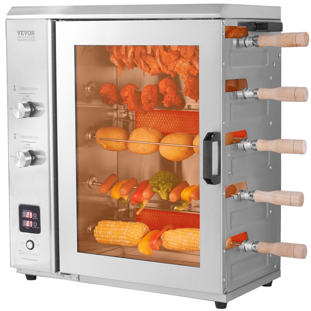 VEVOR Shawarma Grill Machine, 5 Strings of Barbecue Capacity, Chicken Shawarma Cooker Machine with 2 Burners, Gas Vertical Broiler Gyro Rotisserie Oven Doner Kebab Machine, for Home Restaurant Kitchen - BXKRJ5CRQBWP9IK0ZV1