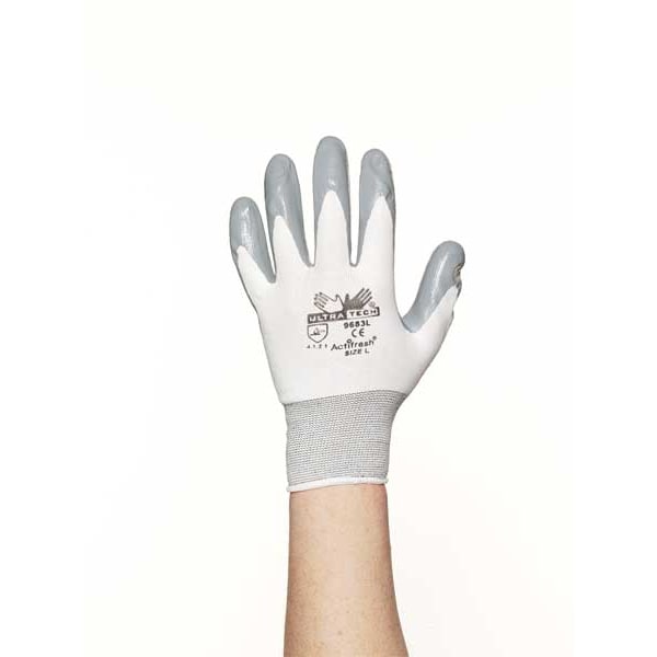 Mcr Safety Coated Gloves, Polyurethane, Smooth, Palm, 4 Abrasion Level, Gray, S (7) 1 PR - 9696S