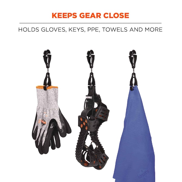 Ergodyne Black Swiveling Glove Clip Holder, Dual Clips - 3420