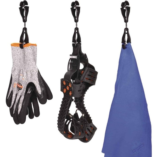 Ergodyne Black Swiveling Glove Clip Holder, Dual Clips - 3420