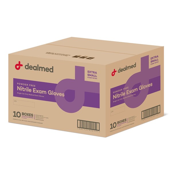 Dealmed Disposable Gloves, Nitrile, Powder-Free, XS, 2000 PK, Blue/Violet - 787350