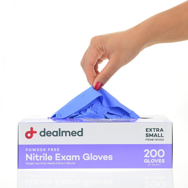 Dealmed Disposable Gloves, Nitrile, Powder-Free, XS, 2000 PK, Blue/Violet - 787350