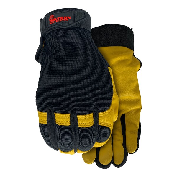 Watson Gloves Leather Palm Gloves, Spandex Â®, Goatskin, Black/Tan, XL, 1 PR - 005-X