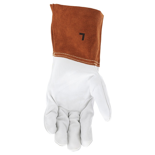 Mcr Safety 4955 Welding Leather Glove, Gauntlet Cuff, Wing Thumb, Premium Cowhide, L, 12 PK - 4955L