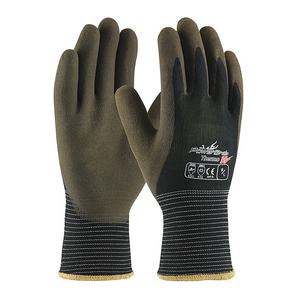 Pip Cold Protection Coated Gloves, Latex Palm, Acrylic/Polyester Lining, Black/Brown, M - 41-1430/M