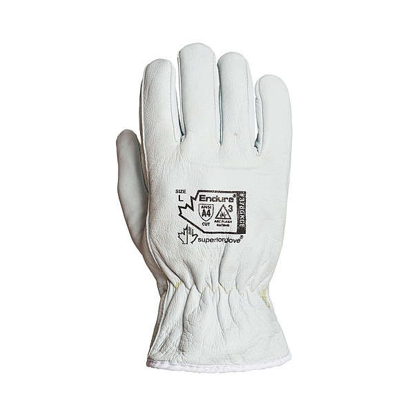 Endura Arc Flash Cut-Resistant Drivers Gloves, Goat Leather, Keystone Thumb, White, XL 1 PR - 378GKGE-2XL