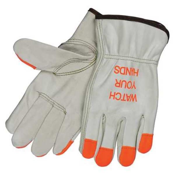 Mcr Safety Leather Drivers Gloves, Cowhide, Shirred Slip-On, Keystone Thumb, Gunn Cut, Beige, 2XL 1 PR - 3213HVIXXL