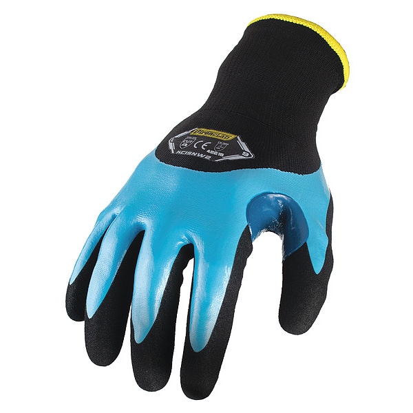 Ironclad Performance Wear Coated Gloves, Nylon/Nitrile Palm, Acrylic Lining, Black/Blue, XS ( 6 ) - KC1SNW2-01-XS