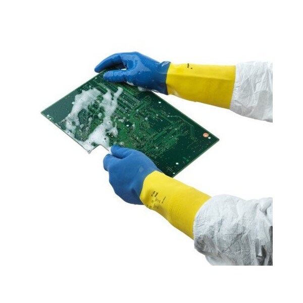 Ansell Chemical Resistant Gloves, Natural Rubber Latex/Neoprene, 13 in L, 9, 1 PR - 87-224VP-9
