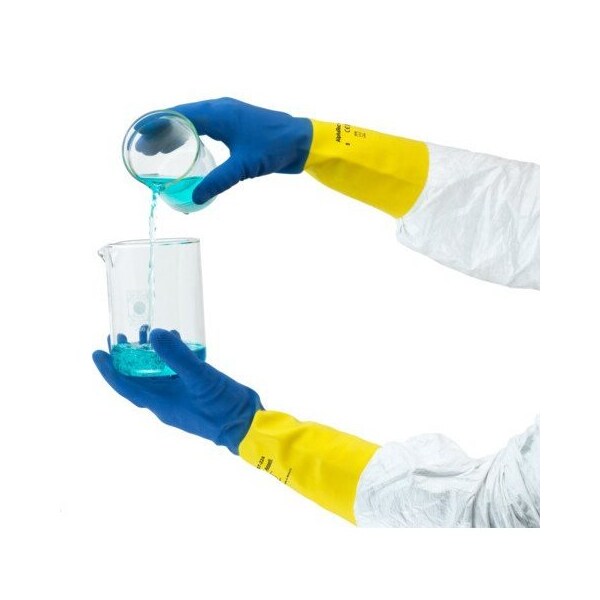 Ansell Chemical Resistant Gloves, Natural Rubber Latex/Neoprene, 13 in L, 9, 1 PR - 87-224VP-9