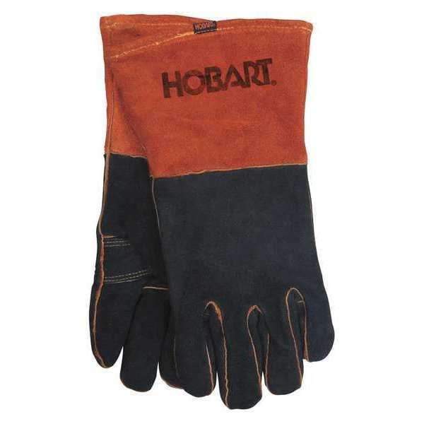 Hobart Filler Metals Welding Gloves, Gauntlet Cuff, Keystone Thumb, Standard Leather Cowhide, XL, 1 PR - 770439