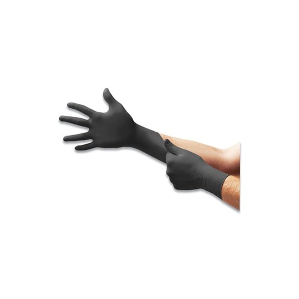 Ansell Disposable Gloves, 0.11 / 4.7 Palm, Nitrile, Powder-Free, 2XL, 100 PK, Black - MK296XXL