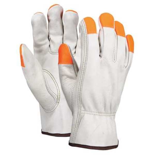 Mcr Safety Leather Drivers Gloves, Cowhide, Shirred Slip-On, Keystone Thumb, Gunn Cut, Beige, 2XL 1 PR - 3213X2CHVSP