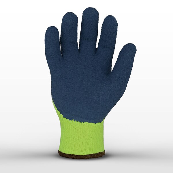 Azusa Safety Coated Winter Work Gloves, Knit Wrist Cuff, Hi-Vis Lime/Dark Blue, Medium - LW1020