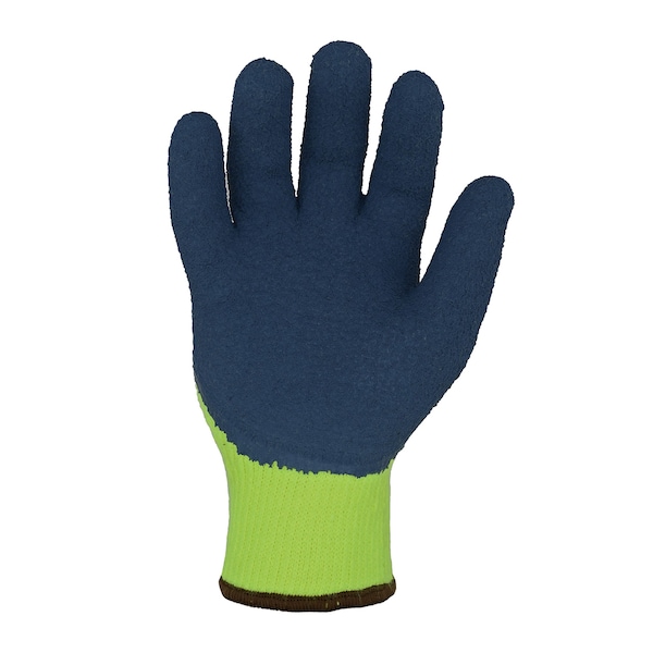 Azusa Safety Coated Winter Work Gloves, Knit Wrist Cuff, Hi-Vis Lime/Dark Blue, Medium - LW1020