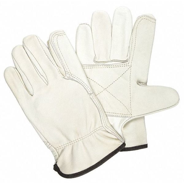 Mcr Safety Leather Drivers Gloves, Cowhide ( Double Palm ), Shirred Slip-On, Wing Thumb, Gunn - Full Back Cut - 32113DPL