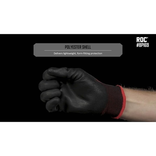 Magid Coated Gloves, Polyurethane, 4 Abrasion Level, Black, 8 12 PK - BP1698