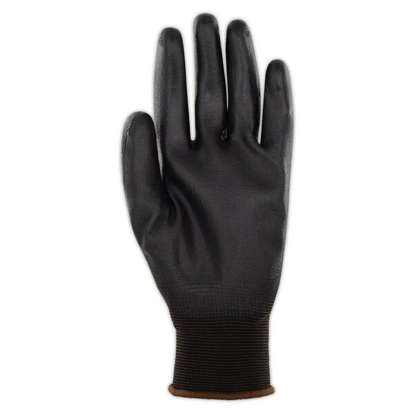 Magid Coated Gloves, Polyurethane, 4 Abrasion Level, Black, 8 12 PK - BP1698