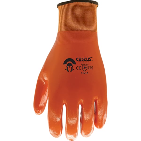 Cestus C-14 Chemical Resistant Gloves, 11 L, 15 Gauge, Orange, L, 1 PR - C14-L