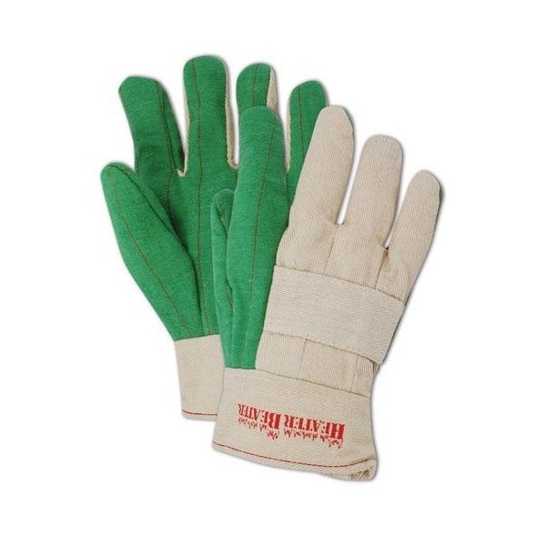 Magid Textile Gloves, Cotton, Band Top Cuff Green, Men's (Fits Large), 12 PK - G299KBT