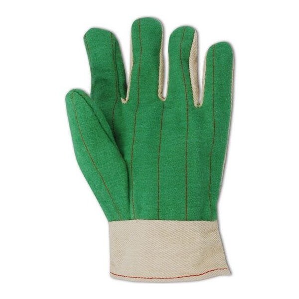 Magid Textile Gloves, Cotton, Band Top Cuff Green, Men's (Fits Large), 12 PK - G299KBT