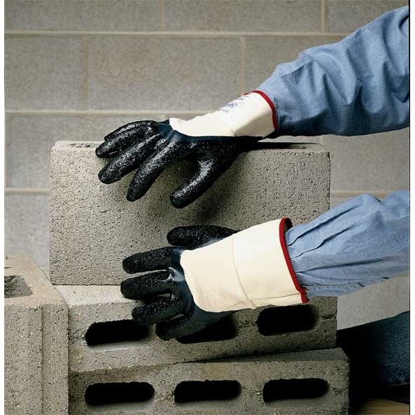 Showa Coated Gloves, Nitrile, Rough, Full, 3 Abrasion Level, Blue, L (10) 1 PR - 7166R-10-V