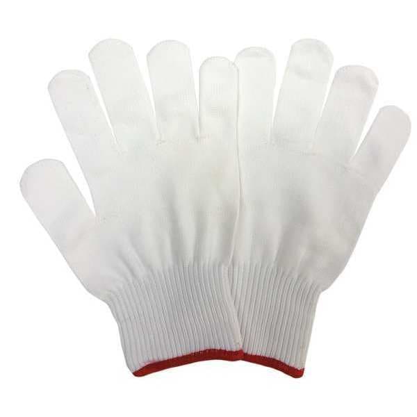 Condor Knit Gloves, Nylon, None Uncoated, Knit, White, 12 PK - 48UR73