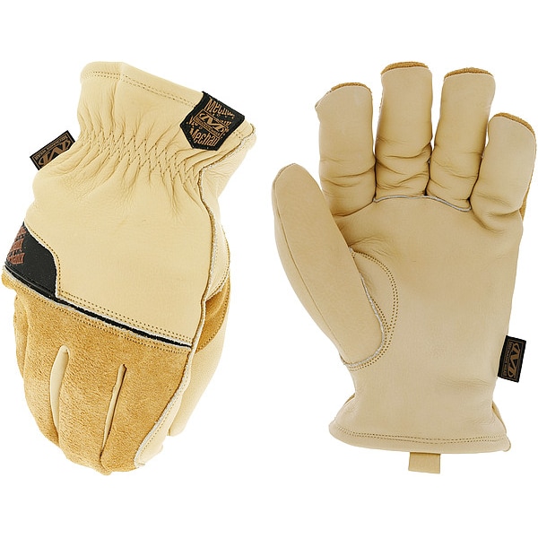 Mechanix Wear Cold-Insulated Leather Gloves, Cowhide, Shirred Slip-On, Keystone Thumb, Gunn Cut, Beige / Beige - CWKLD-75-011