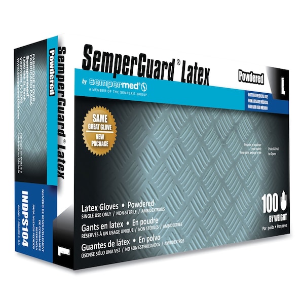 Semperguard SemperGuard, Disposable Gloves, 4 mil Palm, Latex, Powdered, L, 1000 PK, Cream - INDPS104