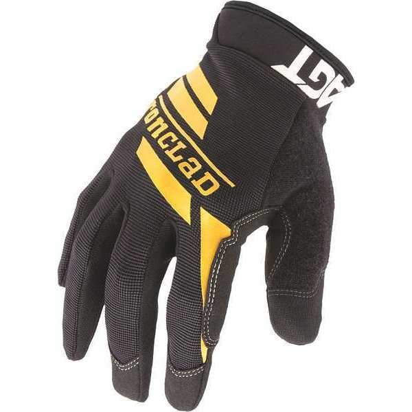 Ironclad Performance Wear Workcrew(R) Mechanics Gloves, Synthetic Leather Palm, Nylon Back, L, Black/Yellow - WCG-04-L