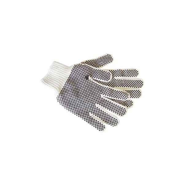 The Brush Man Polyester/Cotton Gloves, Black Pvc Dots Front/Back, Large, 12PK - GLOVE-5522