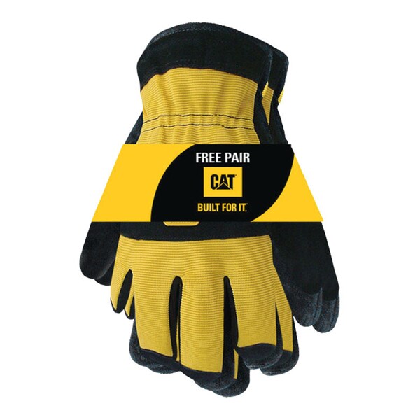 Caterpillar CAT Men's Palm Work Gloves Black/Yellow XL 2 pk - CAT012222X-2