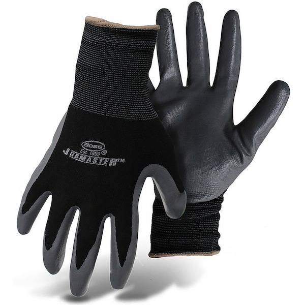 Boss Nitrile Coated Gloves, Nitrile, Palm, Black/Gray, XL - 8442X
