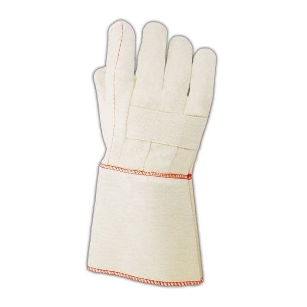 Magid Textile Gloves, Polyester/Cotton Blend, Gauntlet Cuff Natural, Men's (Fits Large), 12 PK - 95KGT