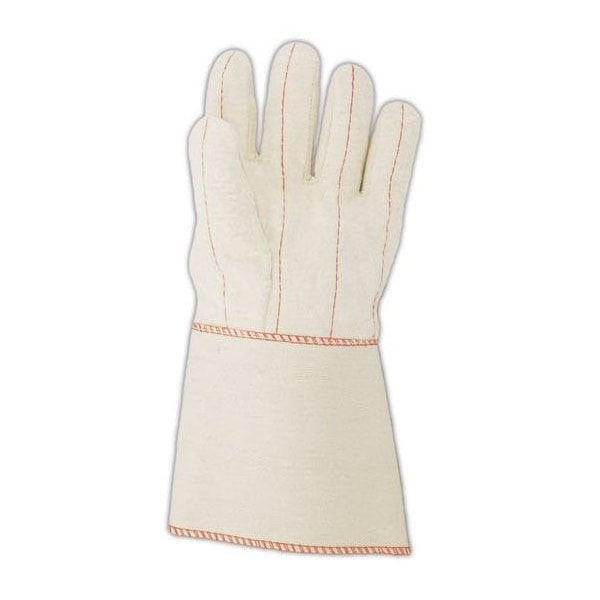 Magid Textile Gloves, Polyester/Cotton Blend, Gauntlet Cuff Natural, Men's (Fits Large), 12 PK - 95KGT