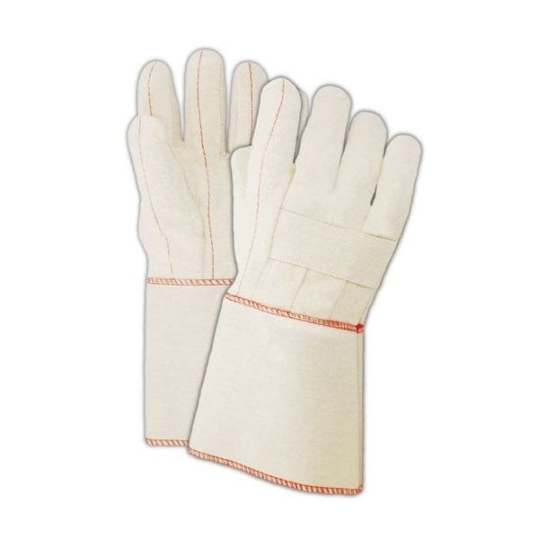 Magid Textile Gloves, Polyester/Cotton Blend, Gauntlet Cuff Natural, Men's (Fits Large), 12 PK - 95KGT