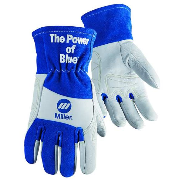 Miller Electric Performance Welding Gloves, Gauntlet Cuff, Wing Thumb, Premium Goatskin, L, 1 PR - 263354