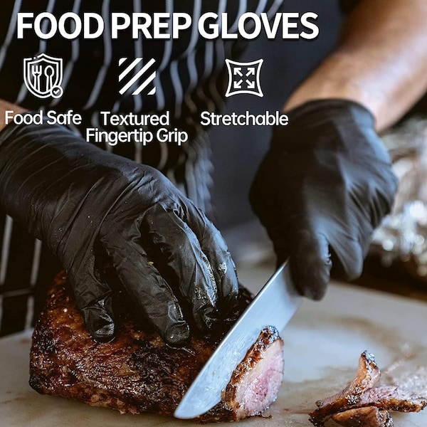 Basic Disposable Gloves, 4 mil Palm, Nitrile, Powder-Free, L, 1000 PK, Black - BLK4NITRILELC