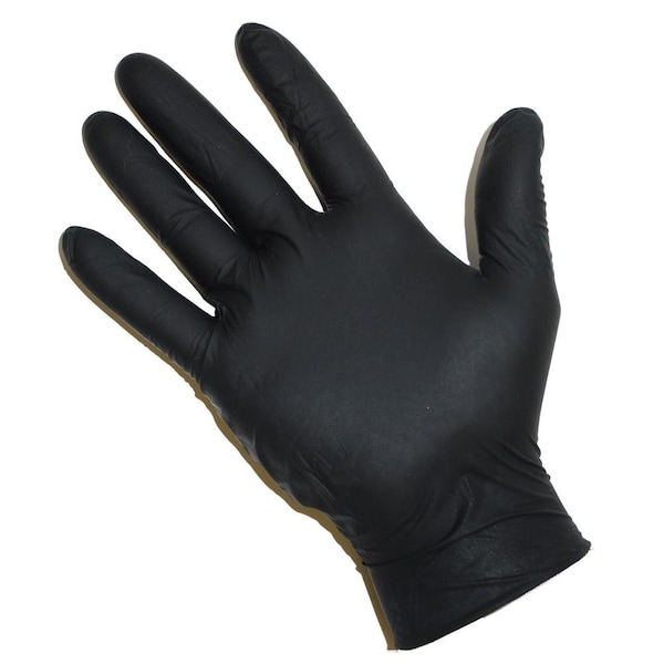 Basic Disposable Gloves, 4 mil Palm, Nitrile, Powder-Free, L, 1000 PK, Black - BLK4NITRILELC